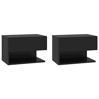 Afbeelding van vidaXL Nachtkastjes voor aan de muur, 2 stuks, Zwart