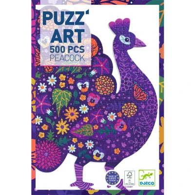 Afbeelding van Djeco puzzel puzz&#039;art pauw 500st