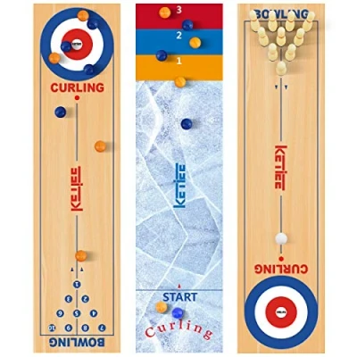 Afbeelding van KETIEE curling spel, 3 in 1, 120 x 30 cm, and shuffleboard, tafelspel, tafelspel voor het hele gezin, outdoorspellen volwassenen
