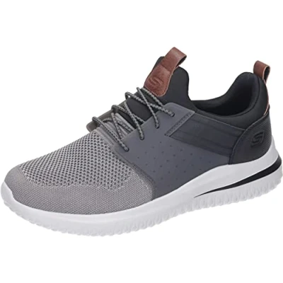 Afbeelding van Skechers Delson 3.0 Cicada Herensneakers, Grijs en zwart gebreid weefsel, synthetische stof