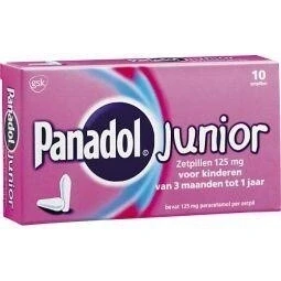 Afbeelding van Panadol Junior Zetpil Voor Kind 3mnd 1jr 125mg