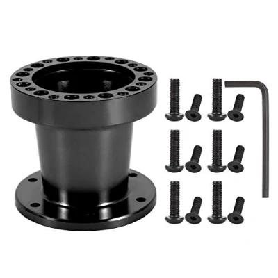 Afbeelding van 3 inch universele auto stuurwiel aluminium naaf spacer stuurnaaf adapter kit 2 kleuren (zwart)