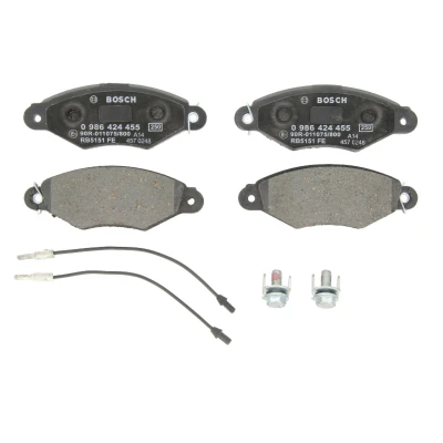 Afbeelding van BOSCH 0 986 424 455 Remblokkenset Low Metallic Incl. slijtage waarschuwingscontact Met anti kreukplaat, schroeven toebehoren