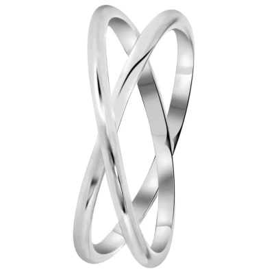 Afbeelding van Lucardi Dames Ring gekruist rhodiumplated Cadeau voor vrouwen Echt Zilver Zilverkleurig