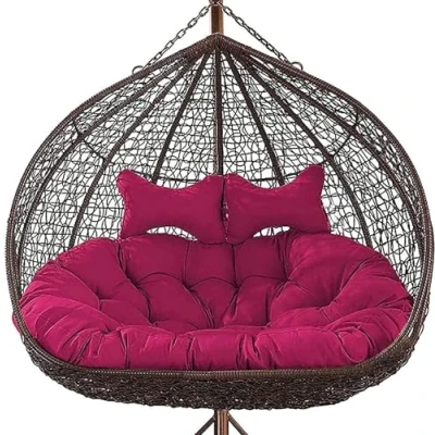 Afbeelding van Outdoor dubbele eivormige hangstoel met groot verwisselbaar kussen, voor 2 personen