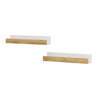 Afbeelding van Vicco TomyWandplank 60 x 10 cm Set van 2 Eik wit/goud