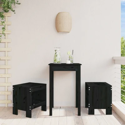 Afbeelding van Barkrukken 2 st 40x36x45 cm massief grenenhout zwart