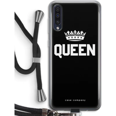 Afbeelding van Case Company® hoesje met Koord geschikt voor Samsung Galaxy A50 Queen Zwart Telefoonhoesje Bescherming aan alle Kanten en Over de Schermrand
