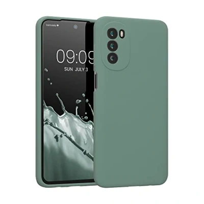 Afbeelding van kwmobile telefoonhoesje geschikt voor Motorola Moto G52 / G82 5G Hoesje met siliconen coating Smartphone case in dennengroen