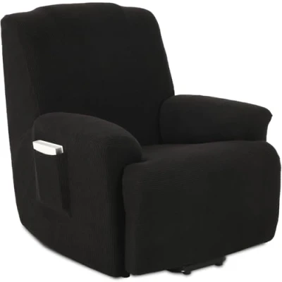 Afbeelding van TIANSHU Fauteuilhoes, 1 zits, jacquard, rekbaar, overtrek voor relaxzetel (zwart)