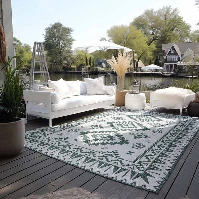 Afbeelding van Dubbelzijdig Buitenkleed Elle Zilver 80x150 Cm Laagpolig Decoration Dekbed Discounter.nl