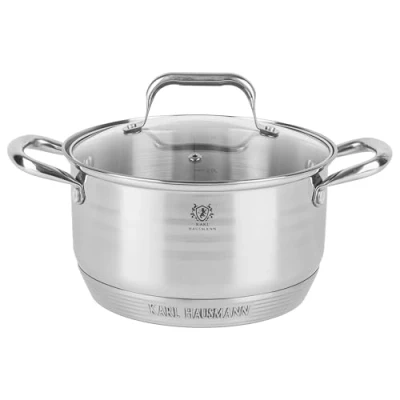 Afbeelding van Inductiepan, 20 cm, 3,6 l, roestvrij staal, met glazen deksel, geschikt voor alle warmtebronnen, niet hete handgreep, soeppan, pasta en spaghettipan