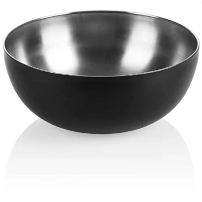 Afbeelding van COM FOUR® De mengkom van roestvrij staal en zwarte buitencoating kan als slakom, fruitschaal of gewoon decoratieve schaal worden gebruikt. (1 stuk Ø 24 cm zwart)