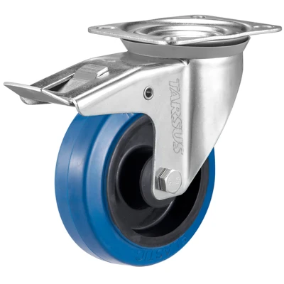 Afbeelding van Zwenkwiel met rem 160 mm rubber blauw TARSUS