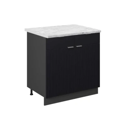 Afbeelding van Vicco Keukenonderkast Fame Line, Zwart gestreept/Antraciet, 80 cm , WB Marmer