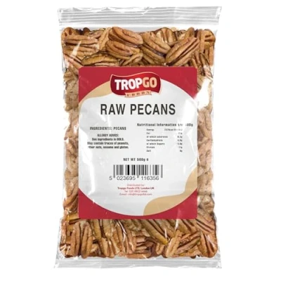 Afbeelding van Tropgo Rauwe pecannoten 500 g gezonde met vezels, eiwitten en mineralen vers verpakt perfect voor snacks