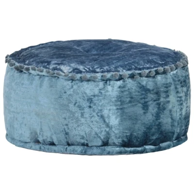 Afbeelding van Poef rond 40x20 cm fluweel blauw