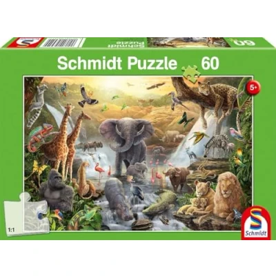 Afbeelding van Dieren in Afrika: kinderpuzzel standaard 60 stukjes