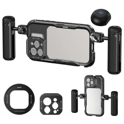 Afbeelding van NEEWER Kooi 16 Pro Max met twee zijgrepen snelsluiting, 67 mm filteradapter, T Mount lensadapter compatibel iPhone (PA074+PA045E+PA045B)