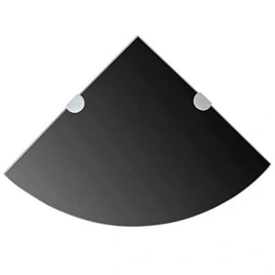 Image de VidaXL Étagère d&#039;angle avec plateau en Verre Supports Fond noir 35 x cm
