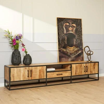 Afbeelding van Tv meubel Sanne industriële mangohout 240 cm