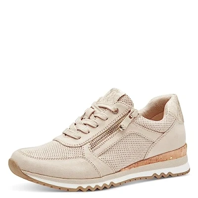 Image de MARCO TOZZI Baskets basses pour femme avec lacets et fermeture éclair, beige, 40 EU