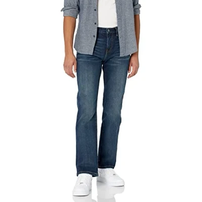 Image de Amazon Essentials Jean bootcut coupe droite pour homme, délavé foncé, 86,4 x 76,2 cm (l L)