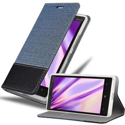 Afbeelding van Cadorabo Hoesje geschikt voor Nokia Lumia 929 / 930 in DONKERBLAUW ZWART Beschermhoes met magnetische sluiting, standfunctie en kaartvakje Book Case Cover Etui
