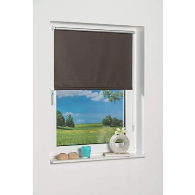 Afbeelding van K Home Klemmfix Mini verduisterend rolgordijn, stof, bruin, 90 x 150 cm