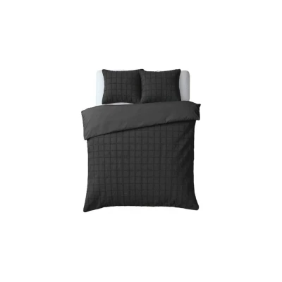 Afbeelding van Dekbedovertrek Faux Fur Check Zwart Patroon 140x200 Cm Anti Allergie Sleeptime Dekbed Discounter.nl