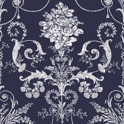 Afbeelding van Laura Ashley Vliesbehang Josette Midnight 10mx52cm