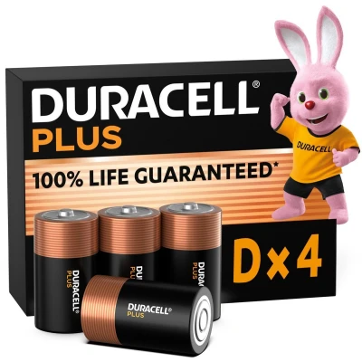 Afbeelding van Duracell Batterij Alkaline, Mono, D, LR20, 1.5V Plus, Extra Life, Retail blisterverpakking (4 pack)