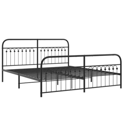 Afbeelding van Bedframe met hoofd en voeteneinde metaal zwart 183x203 cm