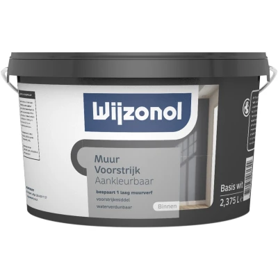 Afbeelding van Wijzonol Muurvoorstrijk Aankleurbaar 2,5 liter Muurverven