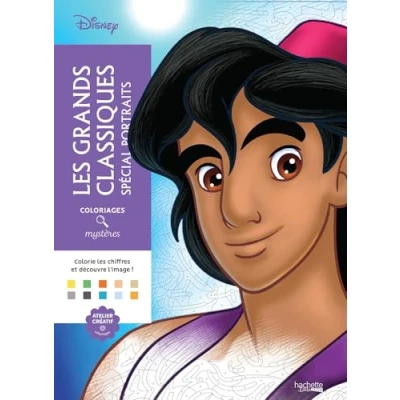 Afbeelding van Disney Coloriages Mystères Les Grands Classiques Special Portraits Hachette Kleuren op nummer Kleurboek voor volwassenen