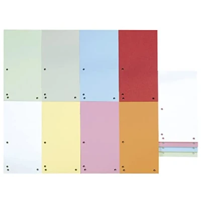 Afbeelding van DONAU Set van 100 verdelers / Kleur: verschillende kleuren 1/3 A4 gerecycled karton 190 g/m² 4 gaten 23,5 x 10,5 cm geperforeerd scheidingstabbladen gemaakt