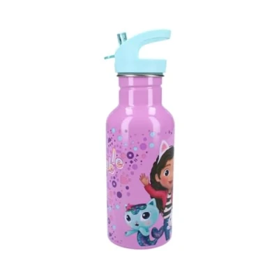 Afbeelding van My sweety pop Drinkfles voor kinderen roestvrij staal kleuterschool school vakantie maaltijd 22 cm 500 ml hydratatie cadeau idee fles (Gabby&#039;s Dollhouse blauw/paars)