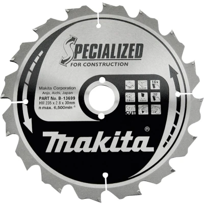 Afbeelding van Makita Cirkelzaagblad voor Hout Specialized Ø 190mm Asgat 30mm 12T B 13683