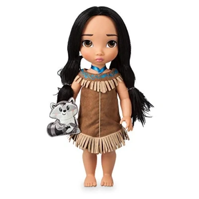Afbeelding van Disney Pocahontas pop, animatorcollectie, 39 cm, met realistisch vuistwerk en outfit, meeco pluche dier van satijn, pop voor kinderen vanaf 3 jaar