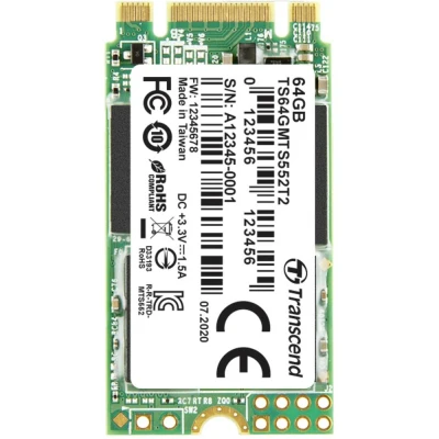 Afbeelding van Transcend MTS552T2 64 GB SATA M.2 SSD 2242 harde schijf 6 Gb/s Industrial TS64GMTS552T2