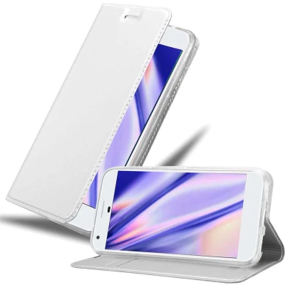Afbeelding van Cadorabo Hoesje geschikt voor Google PIXEL in CLASSY ZILVER Beschermhoes met magnetische sluiting, standfunctie en kaartvakje Book Case Cover Etui