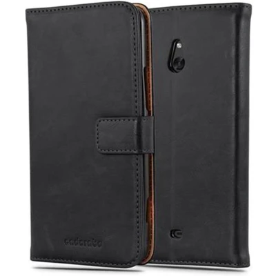 Afbeelding van Cadorabo Hoesje geschikt voor Nokia Lumia 1320 in ZWART GRAFIET Beschermhoes met magnetische sluiting, standfunctie en kaartvakje Book Case Cover Etui