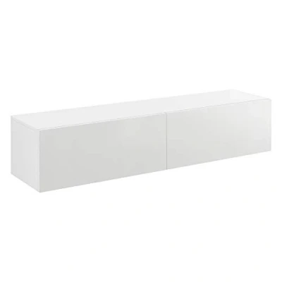 Afbeelding van Zwevend kastje Evaton 140x33x30 cm wit hoogglans