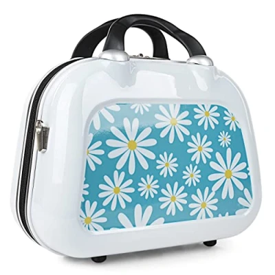 Afbeelding van SKPAT Koffer van handbagagekoffer 55 x 35 25 cm Cabin Luggage, Carry On Suitcase, Suitcase. Combinatie Hangslot 131450, Wit blauwe madeliefjes (Neceser 133645)