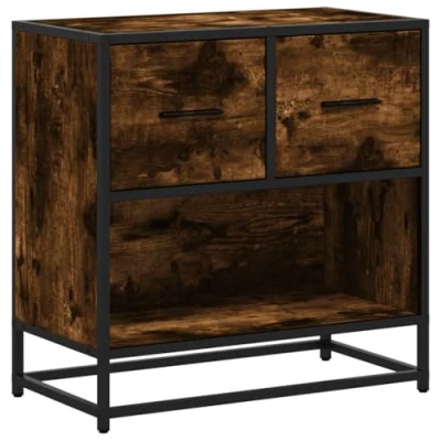 Afbeelding van vidaXL Nachtkastje 60x31x60 cm bewerkt hout en metaal gerookt eiken