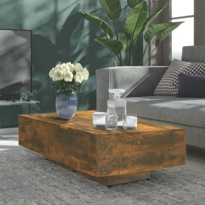 Afbeelding van Salontafel 115x60x31 cm bewerkt hout gerookt eikenkleurig