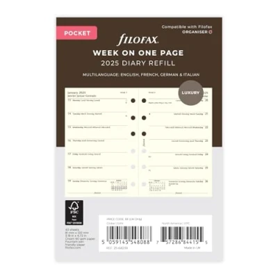 Afbeelding van Filofax Weekplanner 2025, in 4 talen, katoen, crèmekleurig