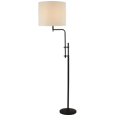 Afbeelding van Vloerlamp München, zwart/wit, linnen, E27, verstelbaar