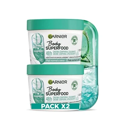 Afbeelding van Garnier Body Superfood Kalmerende lichaamscrème met aloë vera en magnesium voor normale tot droge huid, 48 uur hydratatie, 380 ml, 2 stuks (2 x ml)