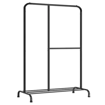 Afbeelding van SONGMICS Garderobestandaard, kledingkast, 100 kg, met verstelbare stang, opbergrek, voor slaapkamer, woonkamer, entree, zwart HSR103B01